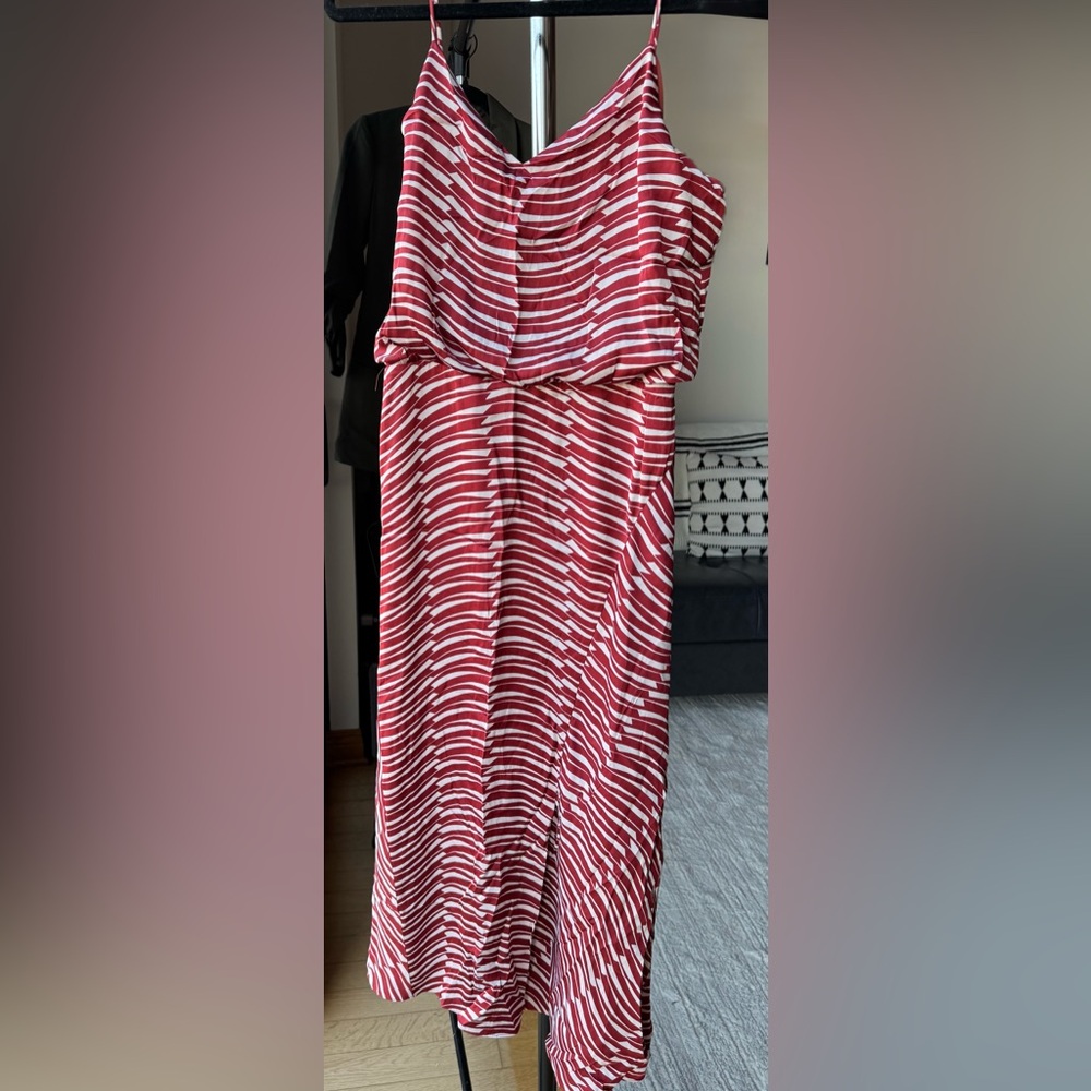 Red and White Striped Maxi Dress